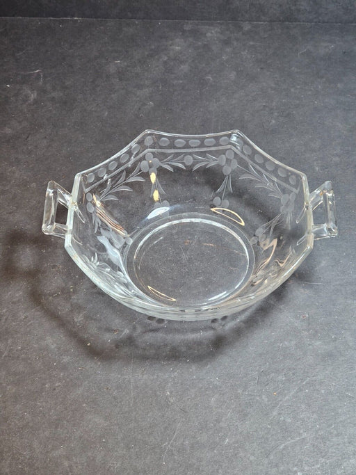 Etched Glass Clear Glass Nappy 6 " diameter 1.75 high, Antiques, David's Antiques and Oddities