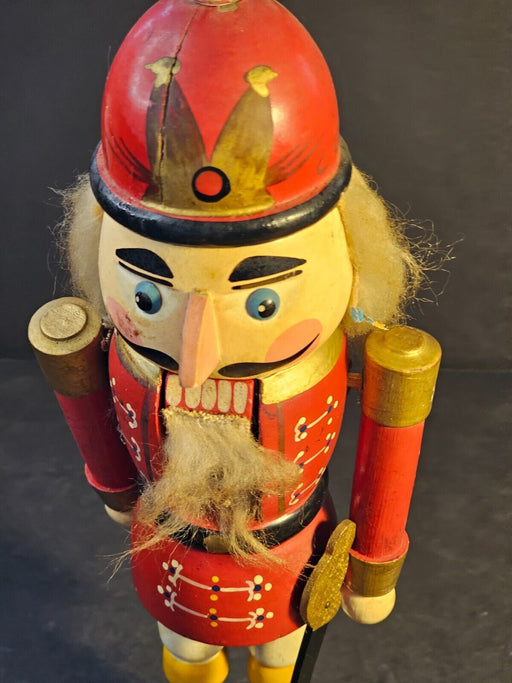 Nut cracker 15 " as found/ crack in head but presents well Red, Antiques, David's Antiques and Oddities