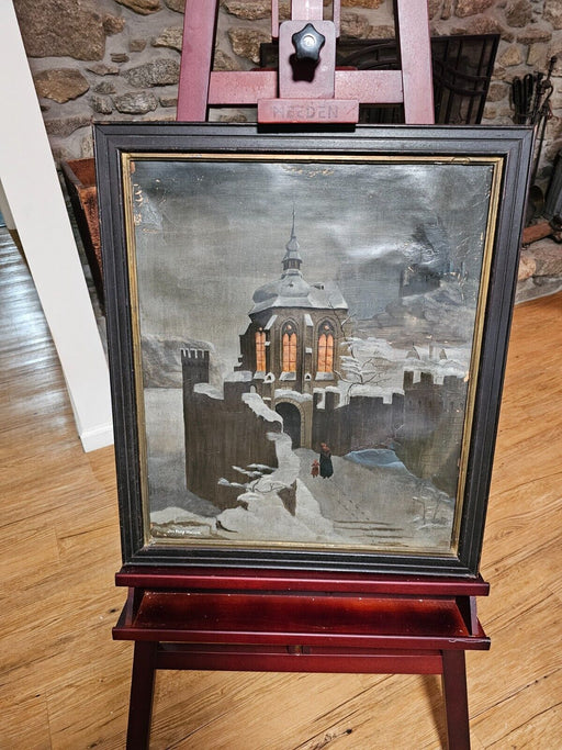 OIL PAINTING ON CANVAS,  ARTIST SIGNED  JON PHILIP METZGER/ flaking/, Antiques, David's Antiques and Oddities