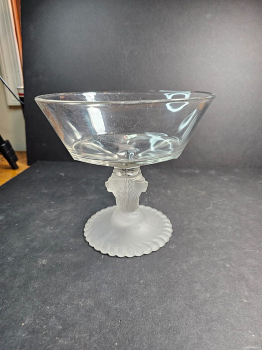 Pressed glass lion head compote frosted base 7"high 8" diameter Perfect, Antiques, David's Antiques and Oddities