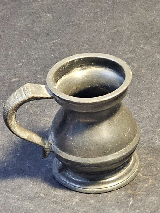 Pewter Measure/late 1800s/ 2" /hallmarked/1/4 Gill/ dark patina, Antiques, David's Antiques and Oddities