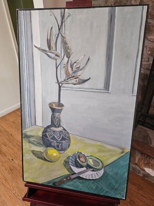 OIL PAINTING ON CANVAS, STILL LIFE, ARTIST SGINED LOWER RIGHT, APPROXIMATELY 25, Antiques, David's Antiques and Oddities