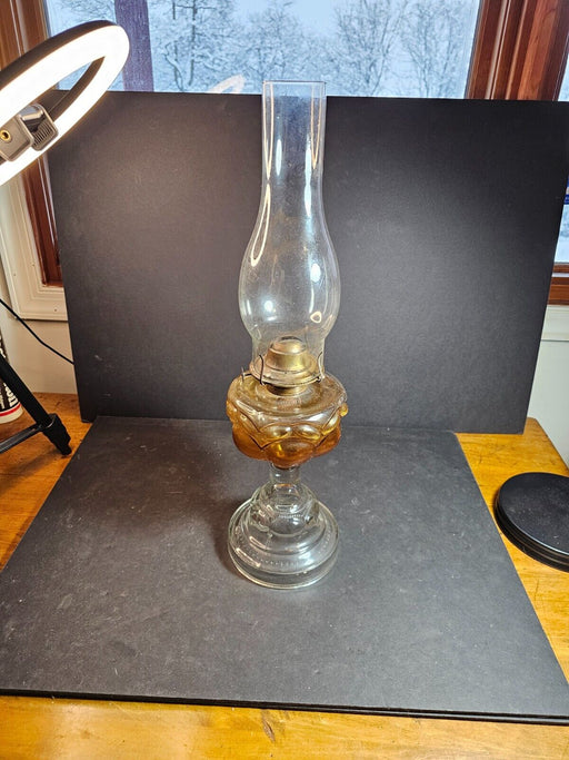 Bulls eye Kerosene lamp 11 inch base 10 " globe Original excellent, Antiques, David's Antiques and Oddities
