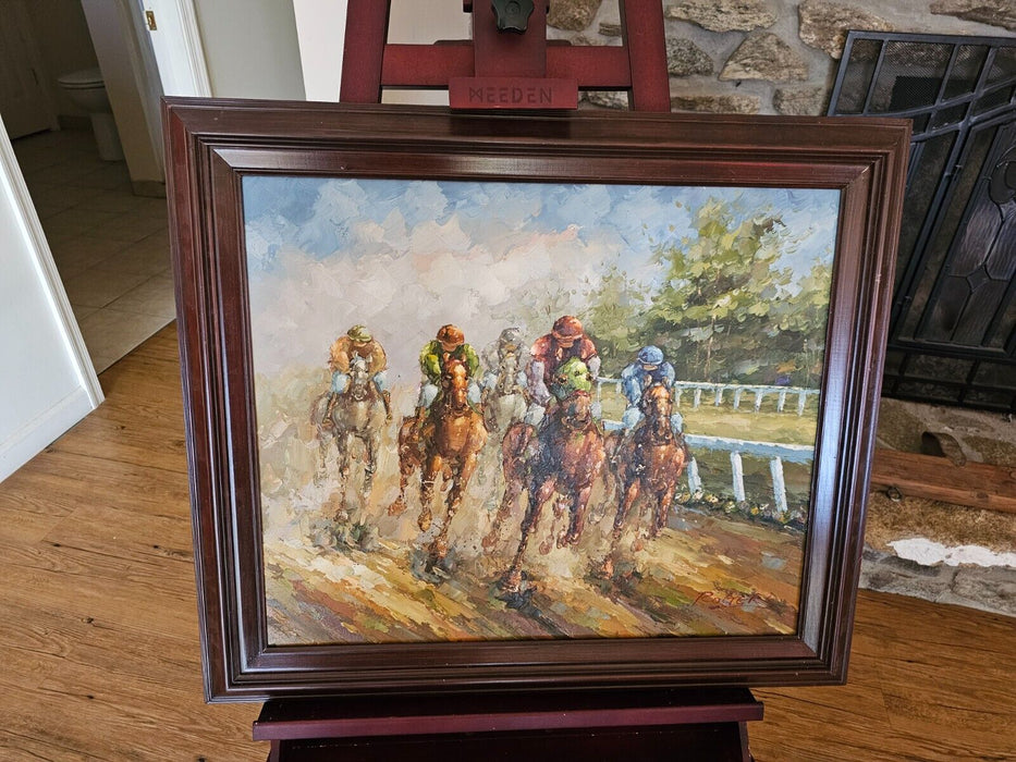 A day at the races/29 x26/ Rogers/impressionist/ 1970s/, Antiques, David's Antiques and Oddities