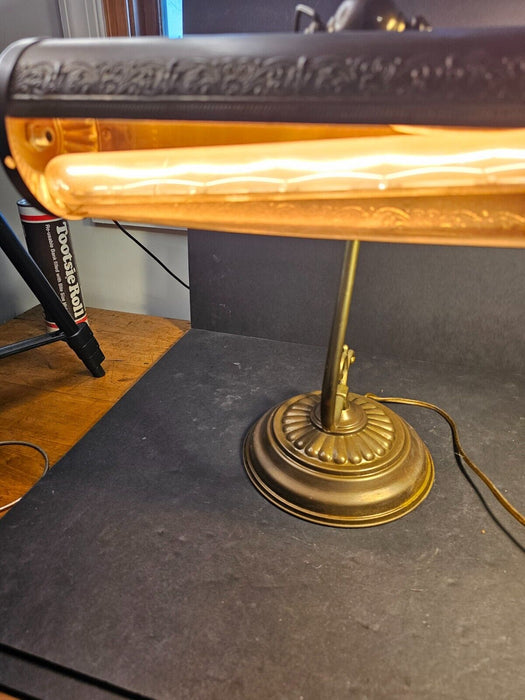 Desk lamp 1980s old style 15 h x 12 w/ darkened with time. nice look/Brass, Antiques, David's Antiques and Oddities