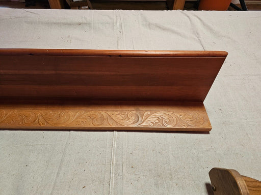 Cherry shelf embossed backplate 40"w x 9" deed 5' back plate. Need hangers 1890s, Antiques, David's Antiques and Oddities