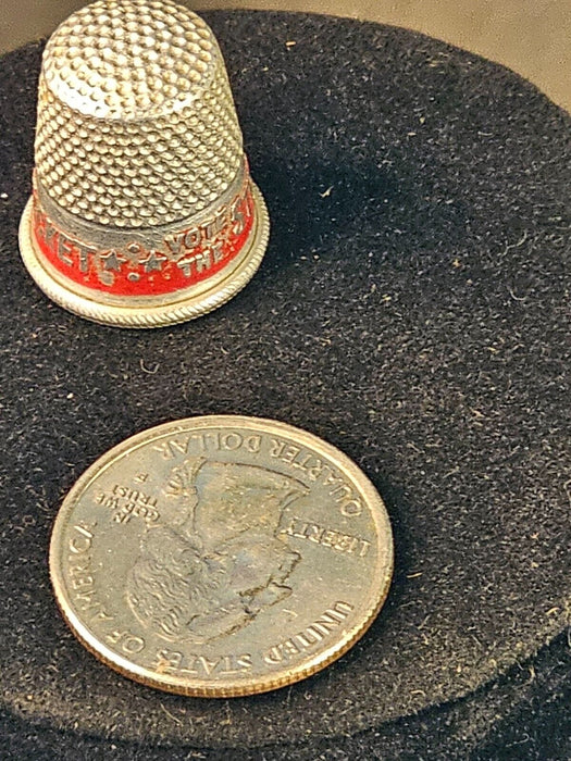 Early 1950s thimble vote straight Republican.9/16 opening, Antiques, David's Antiques and Oddities