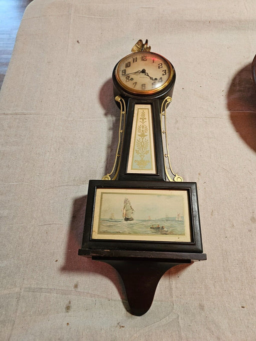 New Haven banjo clock time and chime 1930s pendulum and key works, Antiques, David's Antiques and Oddities
