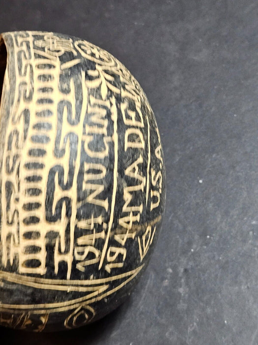 1944 WW2 Carved Gourd, 4.75 Diameter. Very Detailed, Antiques, David's Antiques and Oddities
