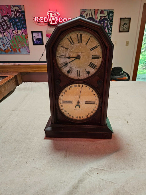 Calendar clock mantel dated 1875 as found seem all there./great potential/12x20, Antiques, David's Antiques and Oddities