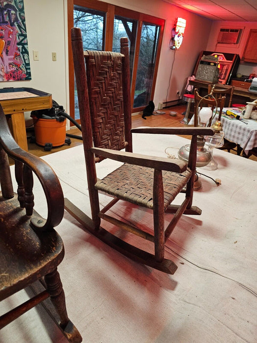 Super primitive craftsman made Heeled through rockers wood pinned joints. 20x30, Antiques, David's Antiques and Oddities