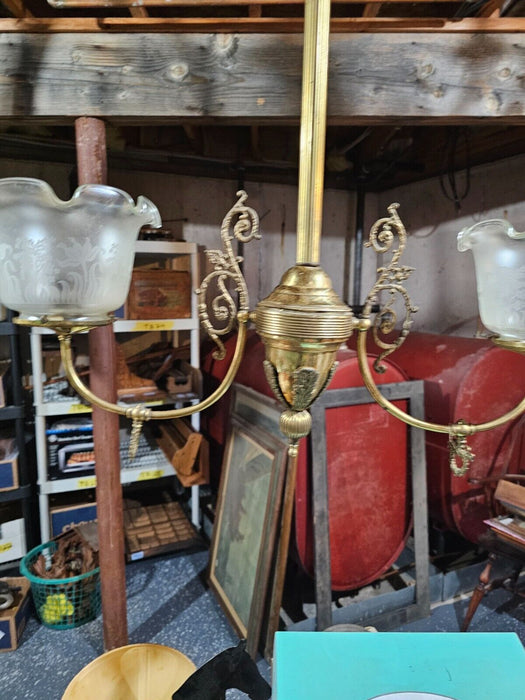 Gas light wired for electric shades replaced 40 years ago very elegant. 36 L x26, Antiques, David's Antiques and Oddities