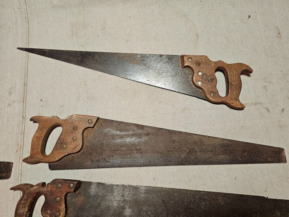 5 old school hand saws  READY FOR WORK one money for all, Antiques, David's Antiques and Oddities