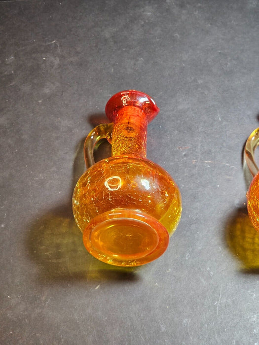 MCM Crackel Cruet Set. Bold Orange Color, Antiques, David's Antiques and Oddities