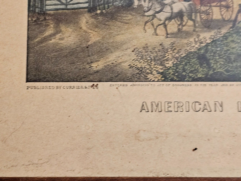 Currier  Reproduction/ Early example/  stamp on back/ american homestead 18x13, Antiques, David's Antiques and Oddities