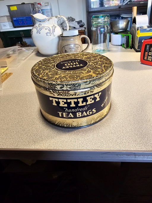 Tetley tea container shows age 3.5" high 6" diameter., Antiques, David's Antiques and Oddities