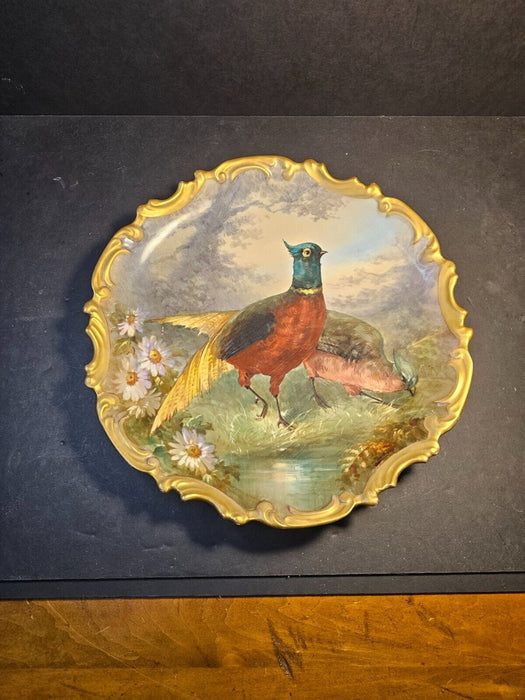 Limoges plate 13 " hand painted pheasants/wild life series/see pics/rich earth