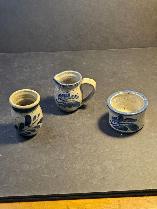 3 Westerwald pottery pots/1980s/ 3" each/ great for desk items, Antiques, David's Antiques and Oddities