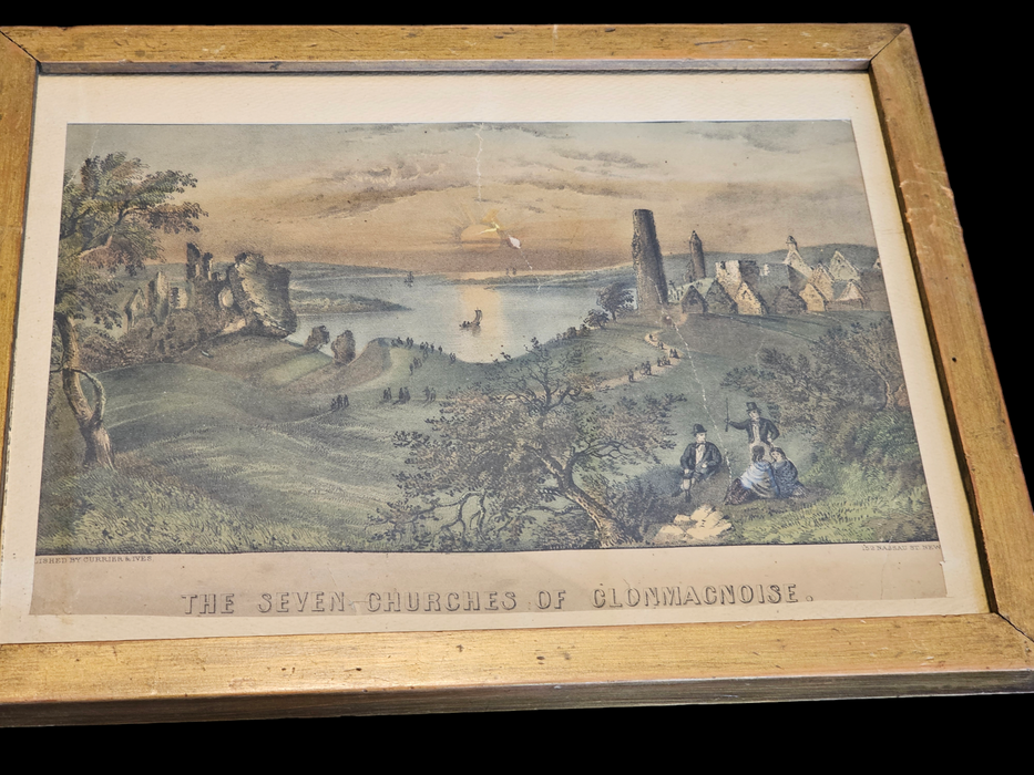 Currier and Ives 11x14 with frame ,The seven churches of Clonmacnoise, Antiques, David's Antiques and Oddities