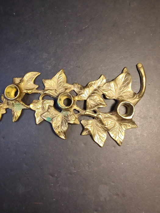 3 candle Brass leaf candle holder/solid brass at least 35 yrs old, Antiques, David's Antiques and Oddities