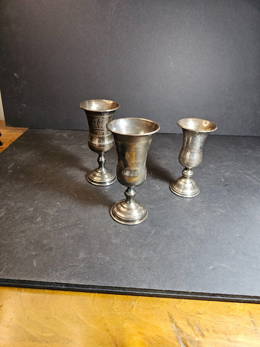 3 Sterling Silver Kiddush Cups Tallest are approx 2 1/2" in diameter, Antiques, David's Antiques and Oddities