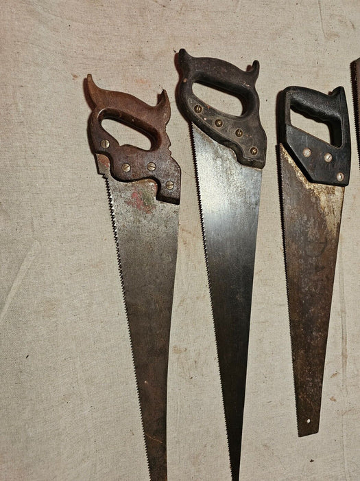 Old school hand saws total of 5 various ages/ great primitive look/, Antiques, David's Antiques and Oddities