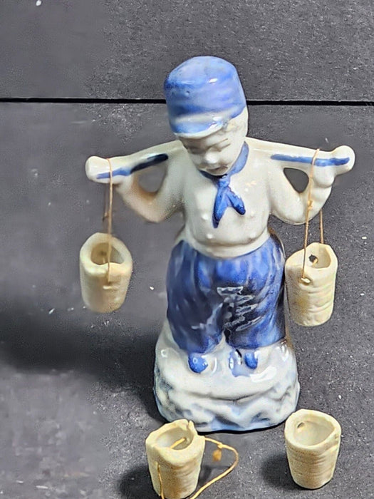 Delft  4 boy  with buckets unmarked hollow core great piece, Antiques, David's Antiques and Oddities