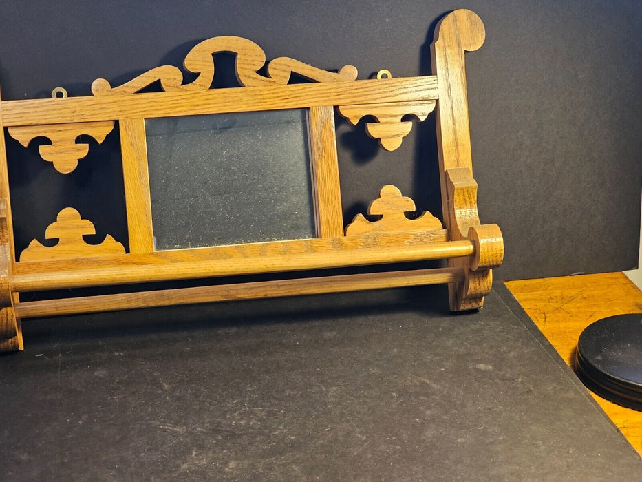 Craftsman made oak towel; rack 21 x 13 appears a bit out of square. 1980s, Antiques, David's Antiques and Oddities