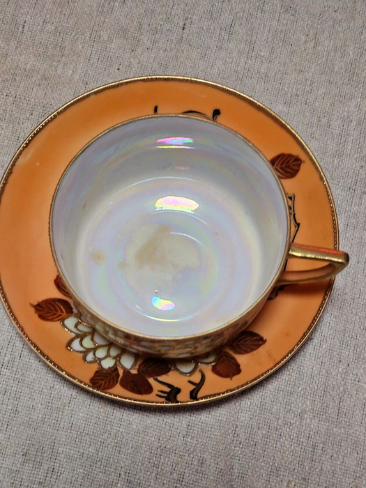 Orange tea set post war RS Japan 4 cups4 saucers 4plates cream and sugar tea pot
