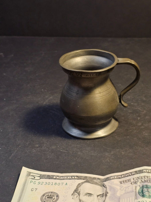 Pewter measure Hallmarked gill /late 1890s /3 " high Great early item primitive, Antiques, David's Antiques and Oddities