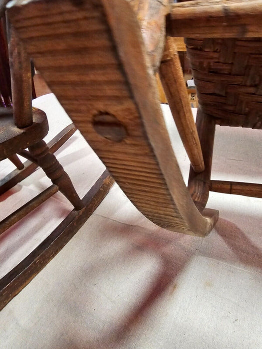 Super primitive craftsman made Heeled through rockers wood pinned joints. 20x30, Antiques, David's Antiques and Oddities