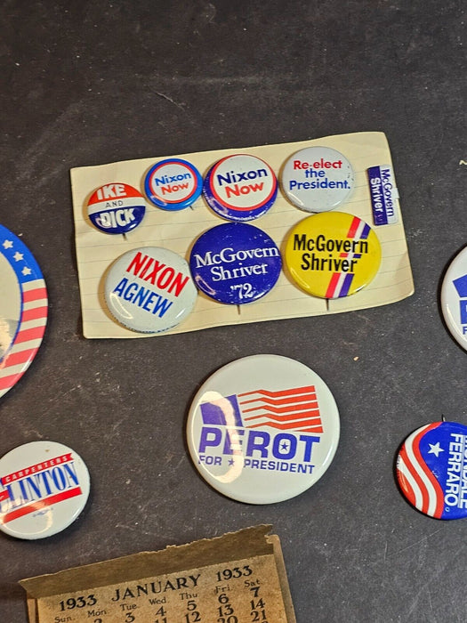Collection of political buttons Nixon.perot,Ike.and Dick, Antiques, David's Antiques and Oddities