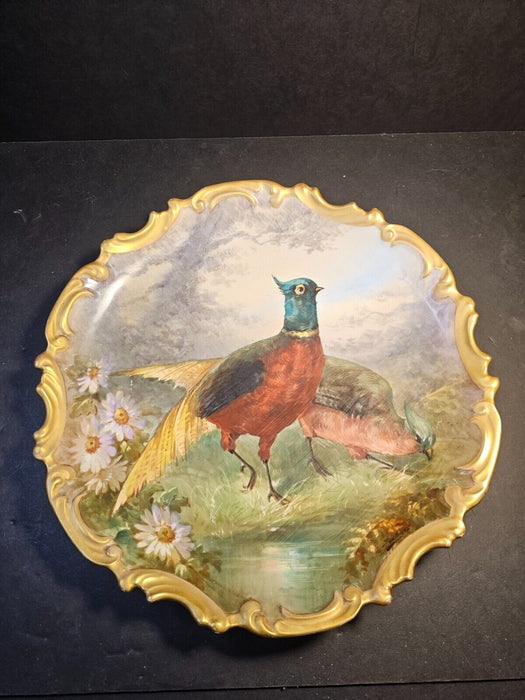 Limoges plate 13 " hand painted pheasants/wild life series/see pics/rich earth