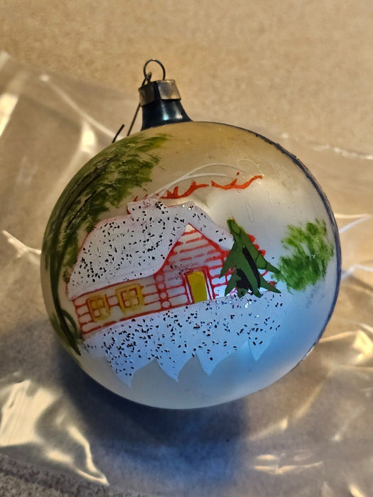 Christmas ball with house covered with snow. 3.5" from the 70s, Antiques, David's Antiques and Oddities