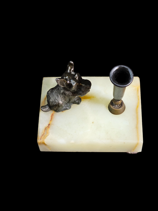 Scotty Dog desk items metal on marble base 3.5x4. 1940s, Antiques, David's Antiques and Oddities