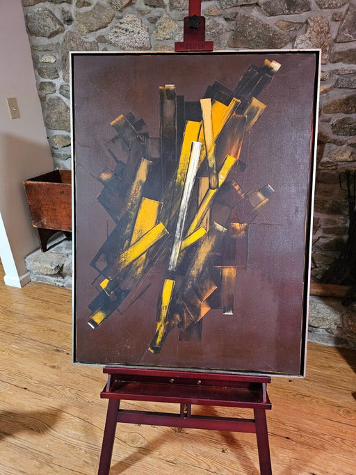 Mid-Century Modern Abstract Expressionist Painting by L.B. 31x41, Antiques, David's Antiques and Oddities