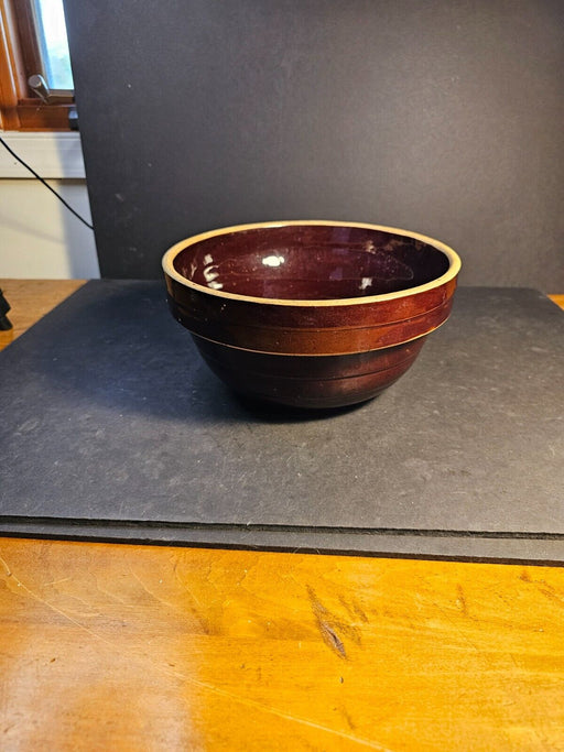 primitively made 9" brown mixing bowl/ USA/ 1930s/no Damage, Antiques, David's Antiques and Oddities