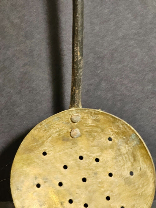 Forged steel and brass strainer by craftsman in the 1970s w/ makers mark. 15", Antiques, David's Antiques and Oddities