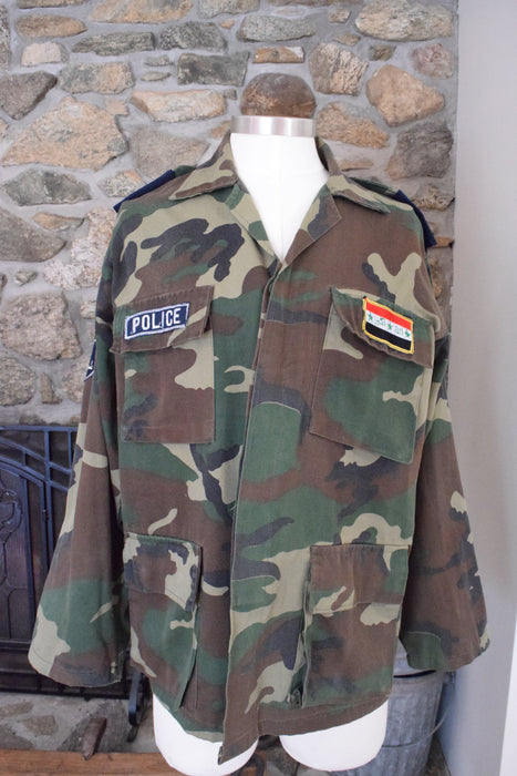 RARE Iraqi Police Camouflage BDU Coat with Patches Size XL, Military Uniforms, David's Antiques and Oddities