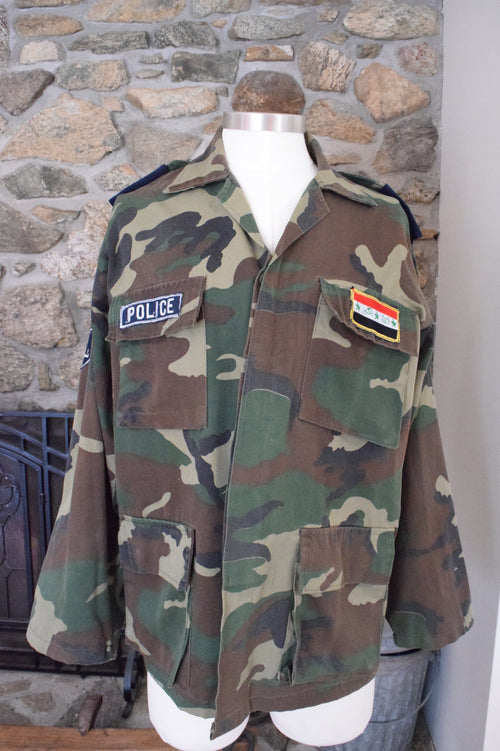 RARE Iraqi Police Camouflage BDU Coat with Patches Size XL, Military Uniforms, David's Antiques and Oddities