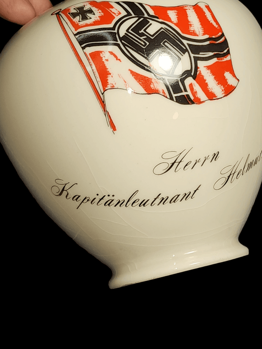 WWII GERMAN U-BOAT U-159 COMMANDER Helmut Friedrich Witte PERSONALIZED PORCELAIN VASE