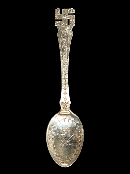 Native  American Swastika spoon 800 silver.