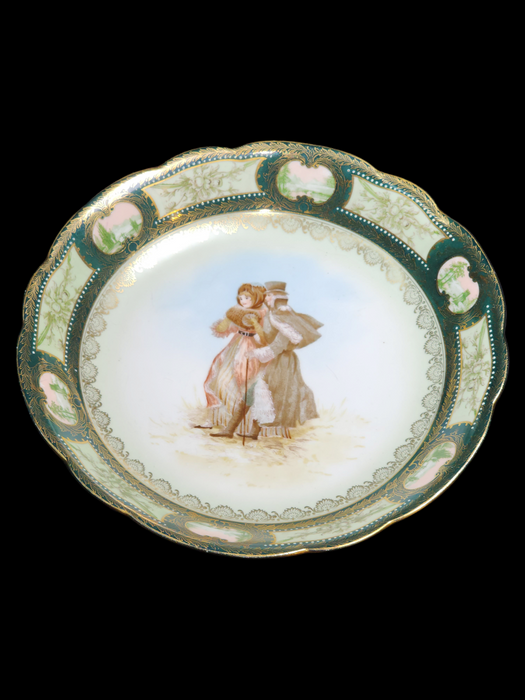 Winter Scene Fine Austrian Bowl 8.75' diameter Beehive Mark Exquisite Detail the Imperial and Royal Porcelain Manufactory of Vienna, also known as Vienna Porcelain