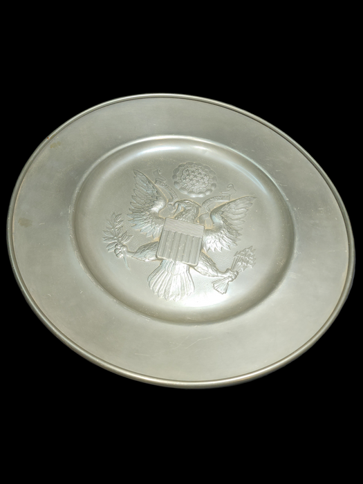 Pewter 13" Seal of the United States Hanging Plate: A Regal Touch by Royal Holland Pewter Daalderop