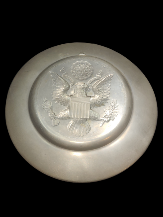 Pewter 13" Seal of the United States Hanging Plate: A Regal Touch by Royal Holland Pewter Daalderop