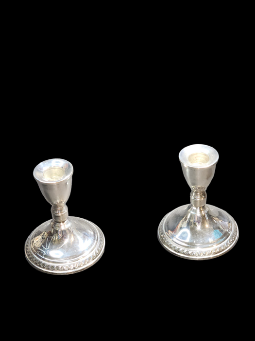 Sterling Silver Candle Sticks 4" Pair Duchin Co.
