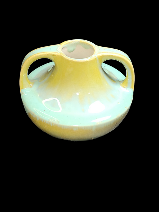 Title: Fulper Pottery 3" Vase - Green/Blue Color (Stamped Mark, Small Chip on Underside of Handle)