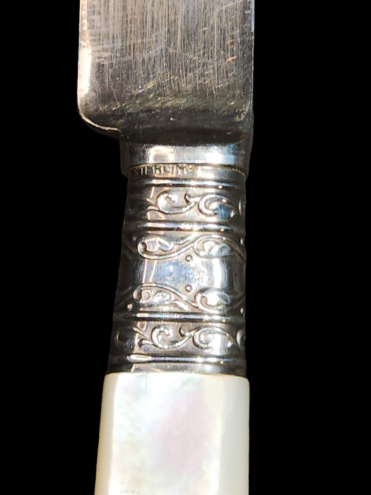6 mother of pearl handles and sterling banding Manufacturing Landers Fray & clark, David's Antiques and Oddities