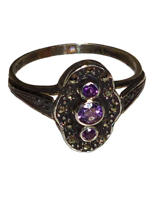 amethyst and marcasite 7.75 ring imported from germany in 1980, David's Antiques and Oddities