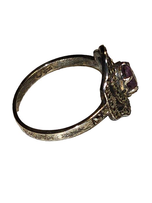 amethyst and marcasite sterling silver size 8 ring imported from germany in the 1980s, David's Antiques and Oddities